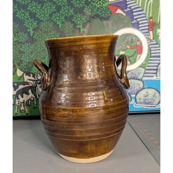Whiskey Creek Pottery Jug Vase 8.25" Signed by S. Kammerer Brown Bronze Hand thr - Picture 11 of 13